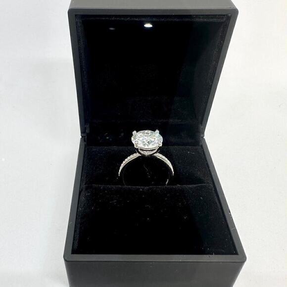 Moissanite Diamond Ring 3 Ct Engagement Wedding Round Cut Solitaire GRA Size 9 - Picture 1 of 11